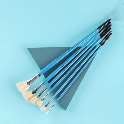 谢得堂扇形笔支装榭得堂丙烯颜料笔油画笔硬毛猪鬃鱼尾水粉笔