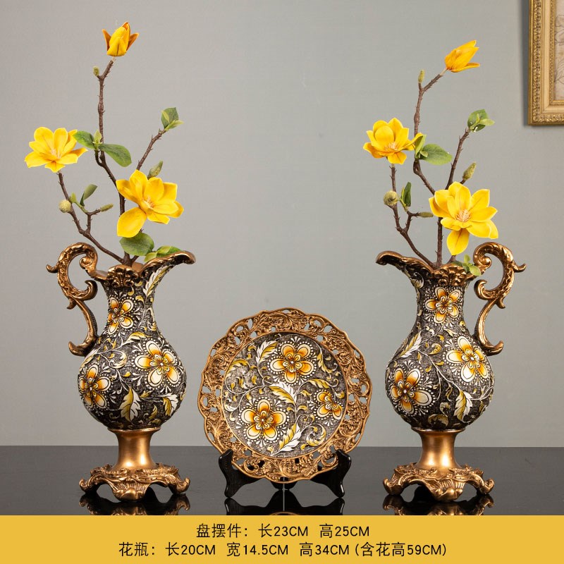 送礼品花瓶摆件餐桌摆设家居乔迁新房客厅电视柜玄关奢华摆件双耳