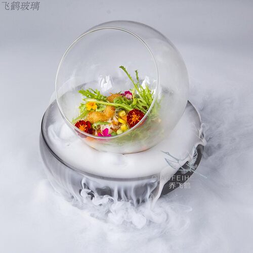 新款耐热玻璃斜口意境紫砂套装干冰冒烟酒店会所餐具分子料理美食