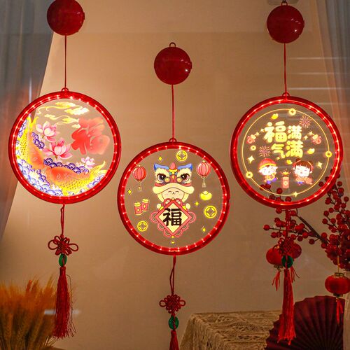 新年装饰红灯笼挂件2025新款春节挂饰过年吸盘灯蛇年阳台led花灯