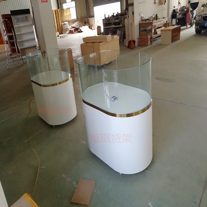 椭圆展示柜玻璃柜弧形展柜数码柜台珠宝样品柜宠物柜中岛柜体验台