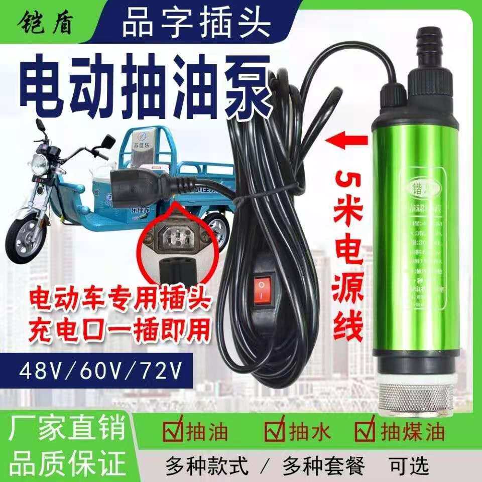 抽油抽水泵48V电车抽水泵60伏三孔品字插头小潜水泵72V电动柴油泵