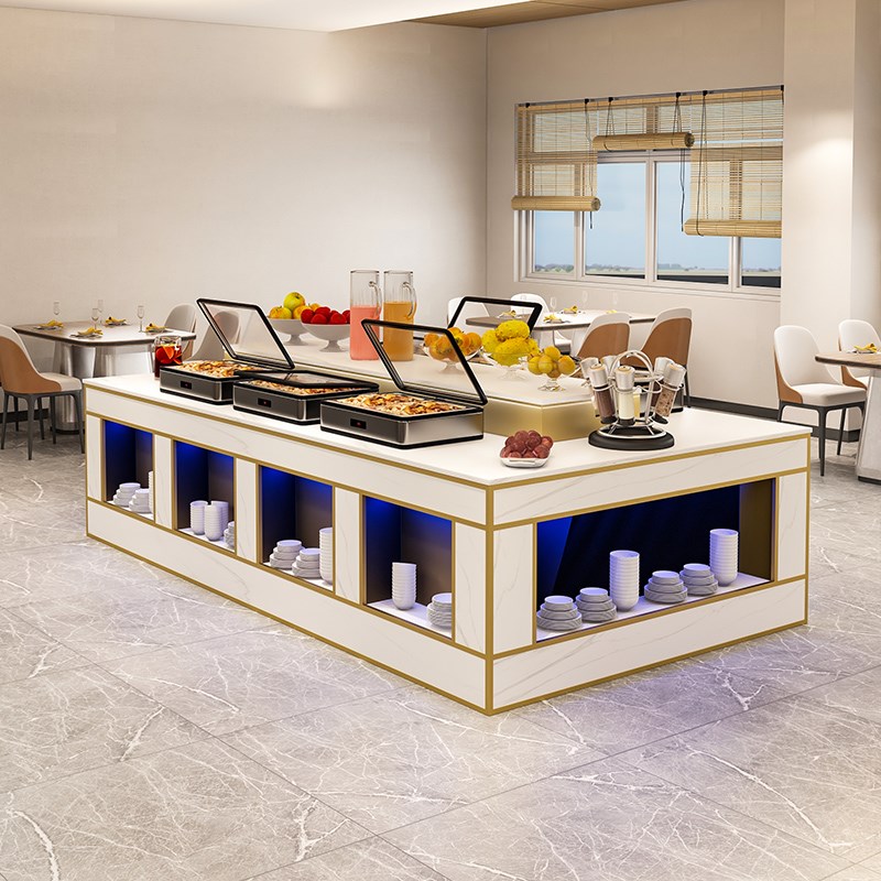 高档酒店单位食堂自助打餐台布菲台餐厅中岛自助餐台甜点水果摆台