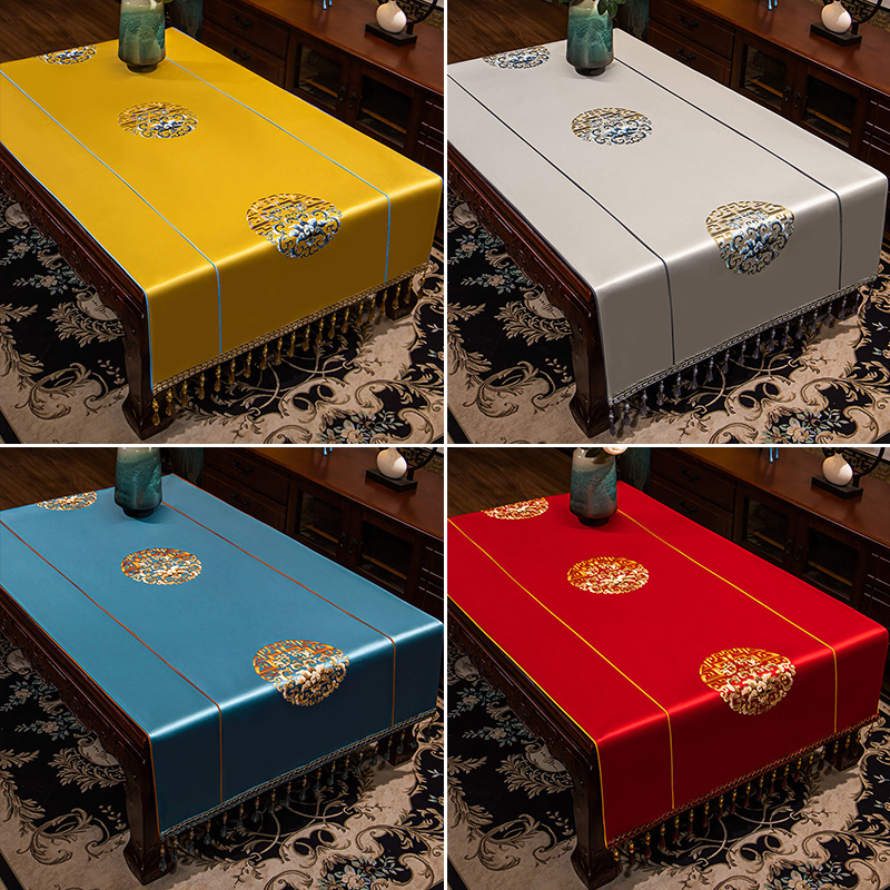 中式家用长方形桌布布艺餐桌垫现代电视柜盖布客厅茶几垫桌旗定制