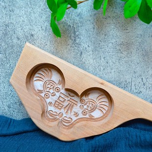 纯手工雕刻大号半斤鱼元宝面食饽饽卡木质糕点馒头烘焙培模具