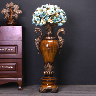 送礼 饰品摆件样板房软装 欧式 创意落地大花瓶酒店会所客厅干花插装