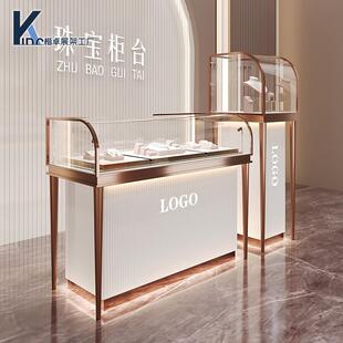 弧形珠宝展示柜黄金首饰柜台不锈钢圆弧珠宝柜商场玻璃陈列展示柜