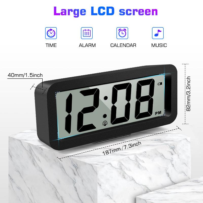 LCD音乐时钟 新码床头闹钟 大字挂钟 音乐挂钟 台挂两用时钟