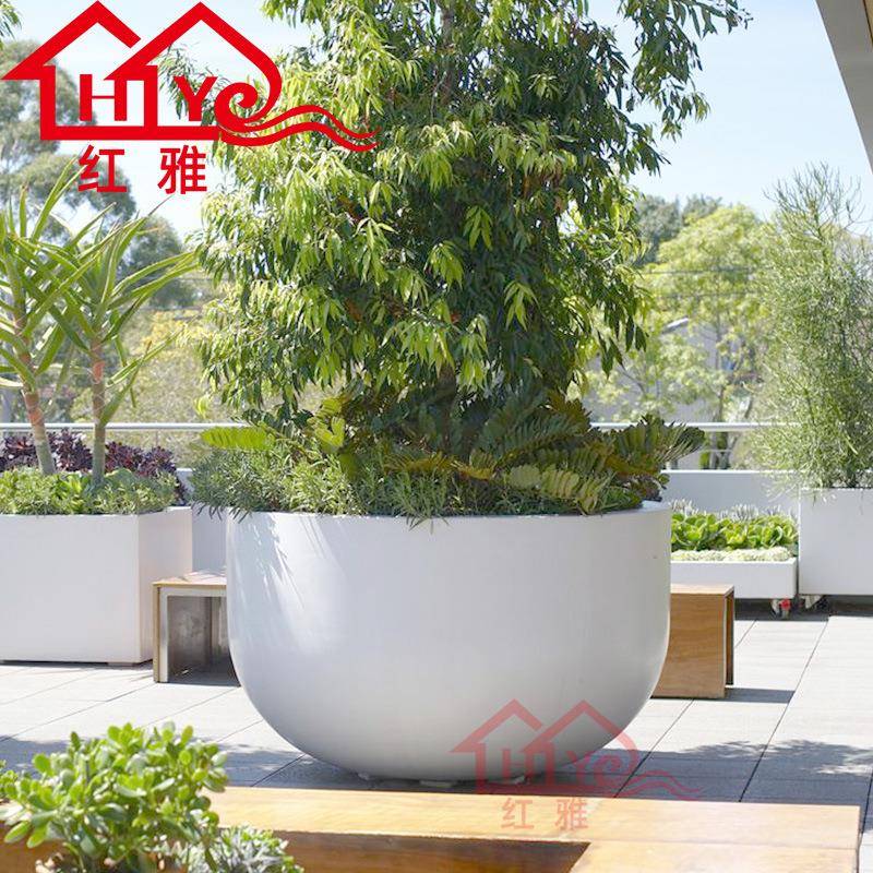 户外圆形大号花盆玻璃钢组合花箱广场园林造景花池室内装饰盆栽