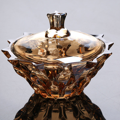 高级水晶玻璃高端水果碗带盖子水果盘玻璃碗带盖果盘家用2022新款