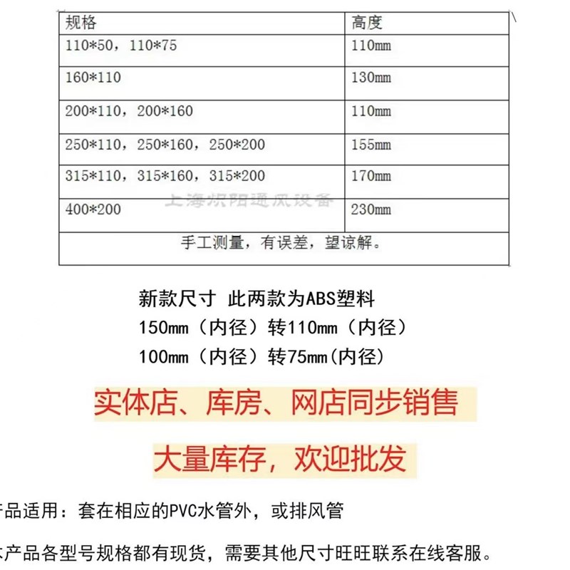 油烟机排烟管转换接头大小转换通风通用塑料变径PVC管道变径圈