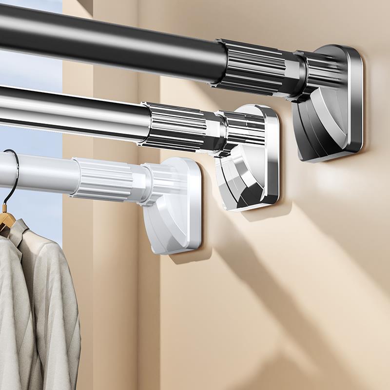 晾衣杆伸缩免打孔阳台窗帘杆支撑挂晒衣杆一根卫生间晾衣架凉衣捍