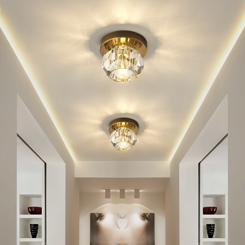 过道灯走廊灯简约现代玄关入户灯led水晶创意嵌入式通道筒灯