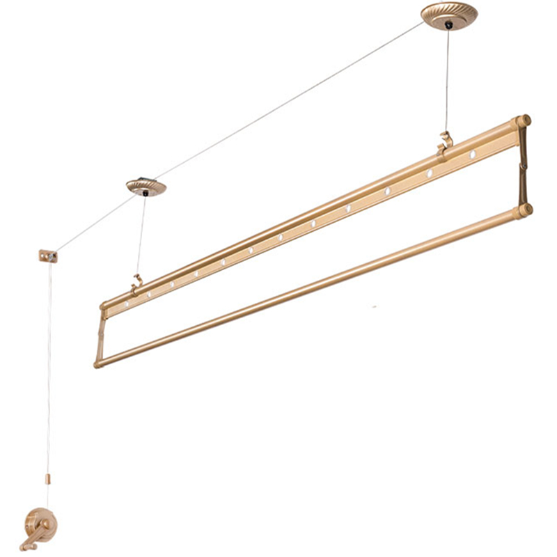 知心单杆升降晾衣架手摇小阳台室内飘窗上下杆晒被圆杆加筋挂衣杆