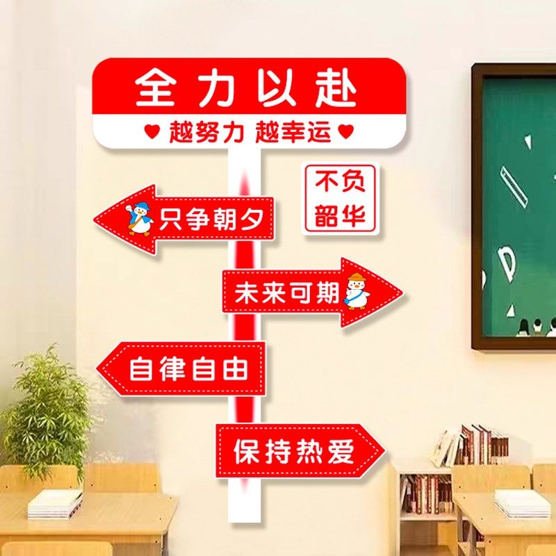 班级布置教室装饰新开学期初三中高考励志文字标语黑板报文化墙贴