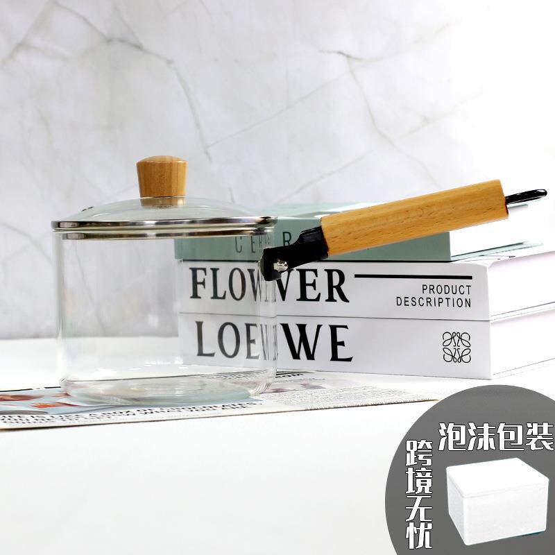 大号奶锅高硼硅加厚玻璃锅2升可加热把手汤锅玻璃锅盖厂家超划算