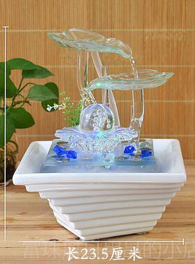 高档风水意轮流水喷泉假山带来富和宝财藏客办厅公室家居装饰桌面