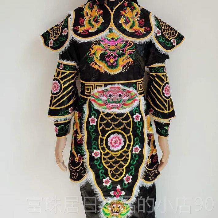 高档英歌舞装刺绣服荣登营老迎神子战太甲游神锣鼓队挑花篮爷服饰