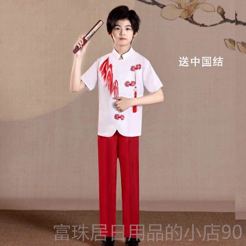 高档国庆儿小学女生中式大合唱红色童爱主朗诵演讲国比赛表演题服