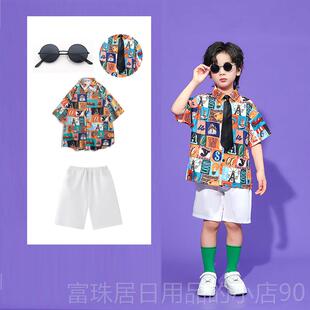 高档夷儿童港风覆古街舞夏威衬衫幼儿爵永士卡拉远OK8服090年代演