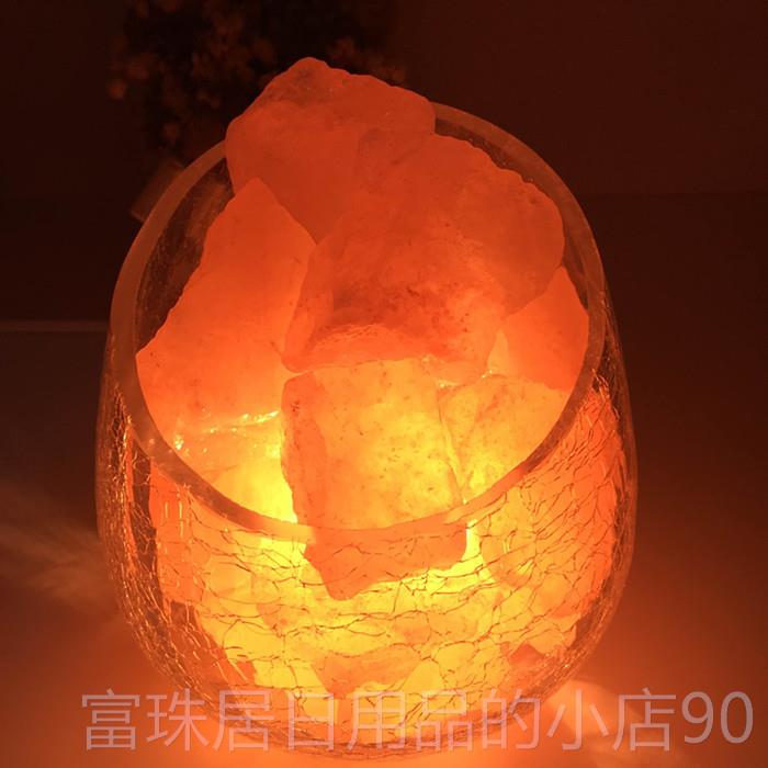 高档水晶盐灯 喜马拉雅式暖光装饰台灯创意遥控室温卧床馨头小欧