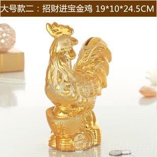 高档猴年吉祥室陶瓷金猴子钱罐金鸡礼物儿童存钱储罐办公摆物件