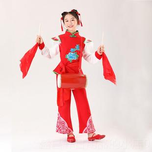高档塞儿童北陕西风安腰鼓服装鼓民歌学生秧歌武术舞龙演出服打表