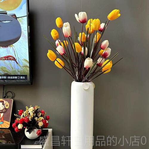 高档采购产地品，人造花，人造花，客厅板站立大装饰花，郁金香，
