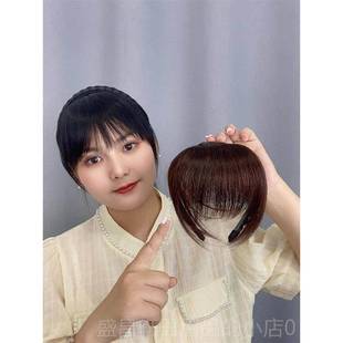 高档新款辫额子箍刘海一体真发前头帘鬓角遮白齐发碎刘发海假发片