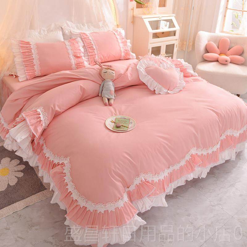 高档网红款蕾丝全四件套纯棉韩被版少女心棉公主裙风双人套床床上