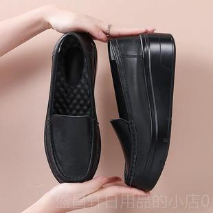 205春 女松糕妈妈浅美口单鞋 高档出口欧外贸女一脚蹬鞋 2真皮工作鞋