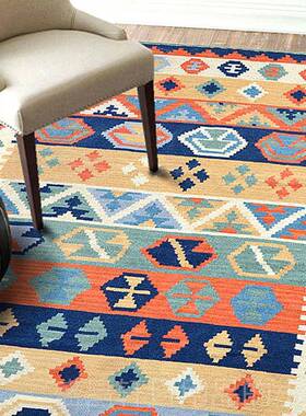 高档北几何民族风格欧式手工羊毛kil欧茶im家用客卧室厅几地毯可