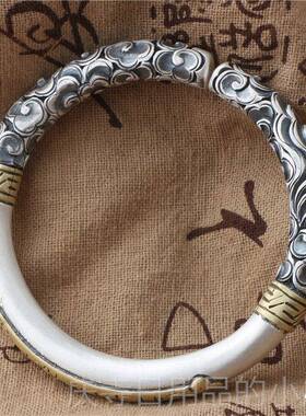 高档齐天大侣圣悟空足银纯手手镯环金箍棒银手镯999纯银情手工古