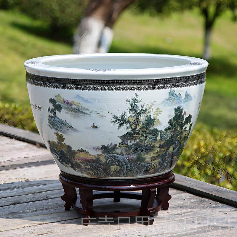 高档德镇陶瓷鱼缸大号水荷花缸养缸锦鲤缸家用客厅落地景风特水招,宠物/宠物食品及用品,桌面缸,淘宝优惠券,粉丝福利购,淘宝优惠卷