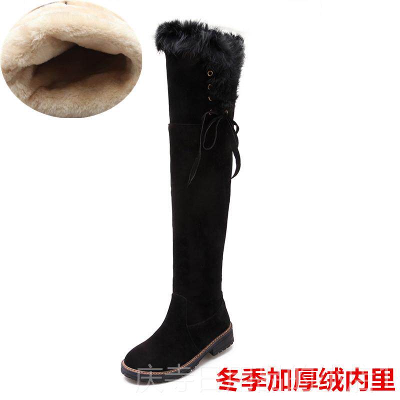 高档20靴25冬季新款雪地女加厚加靴绒长过筒膝长靴高筒棉40大码43