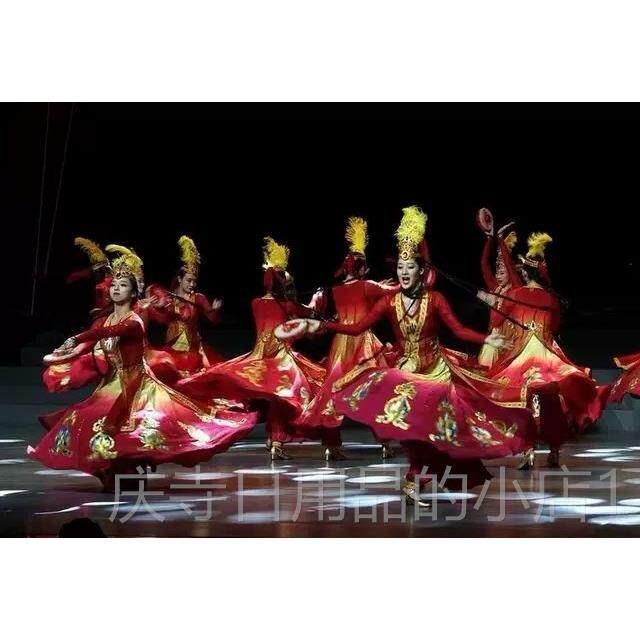 高档人石榴红服了演出儿童成石榴花开衣服全套鞋子绣服花手鼓舞蹈