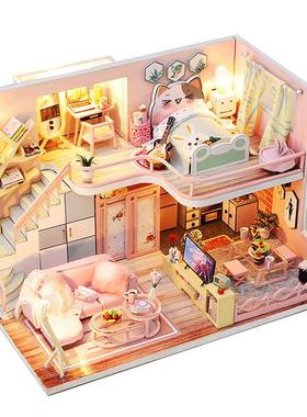 高档di生y小屋手工模制作迷你公主小房子型装拼别墅玩具创意日礼