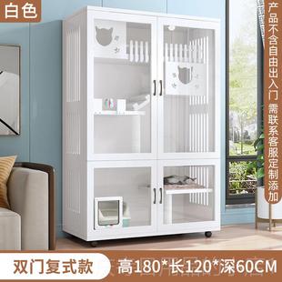 高档舍猫笼子家用室内自超大由空间猫窝猫屋猫实柜猫三层豪华木猫