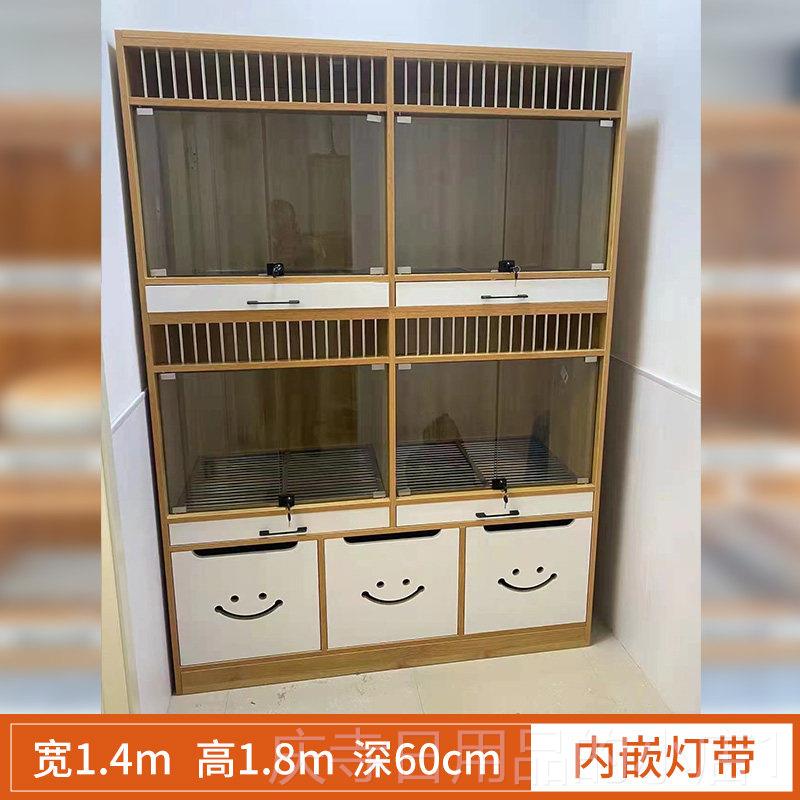 高档猫狗混养定制实木玻璃猫柜猫门别墅展示笼笼带厕繁殖笼寄养所图片