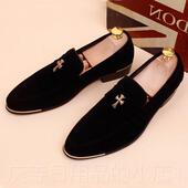 流翻毛皮内增男鞋 高档春秋男韩版 套脚发 英式 潮式 尖头款 休高闲皮鞋