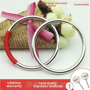 正品足银999手镯9实心光圈圆条纯银镯闭物口封口传承亮子面节日礼