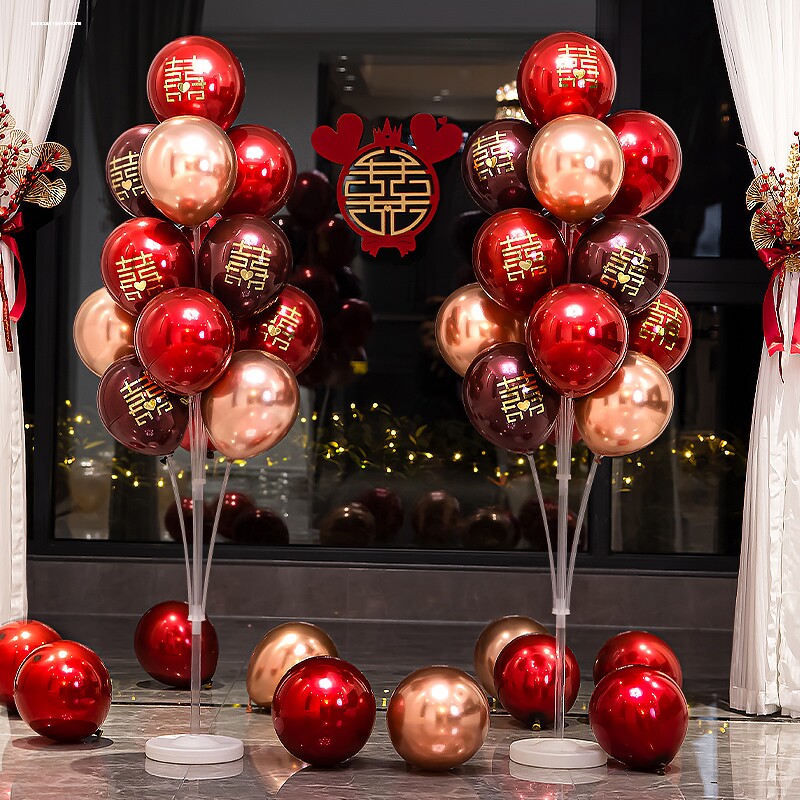 婚房布置套装结婚气球订婚婚礼客厅装饰地飘场景立柱房间女方卧室