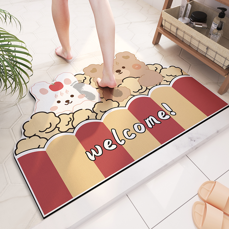 卡通硅藻泥软垫浴室地垫可爱吸水淋浴房门口卫生间入户门地毯门垫