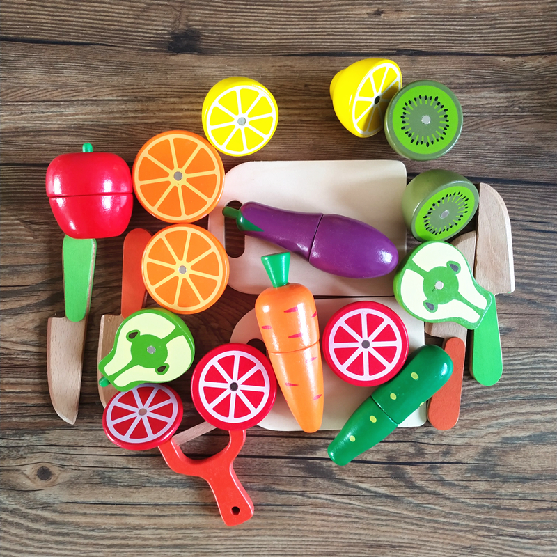 宝宝切水果蔬菜切切乐磁铁儿童玩具3小孩仿真木制切切看过家家2岁