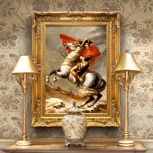 饰挂画 走廊装 拿破仑手绘欧式 人物肖像马定制客厅玄关油画别墅竖版