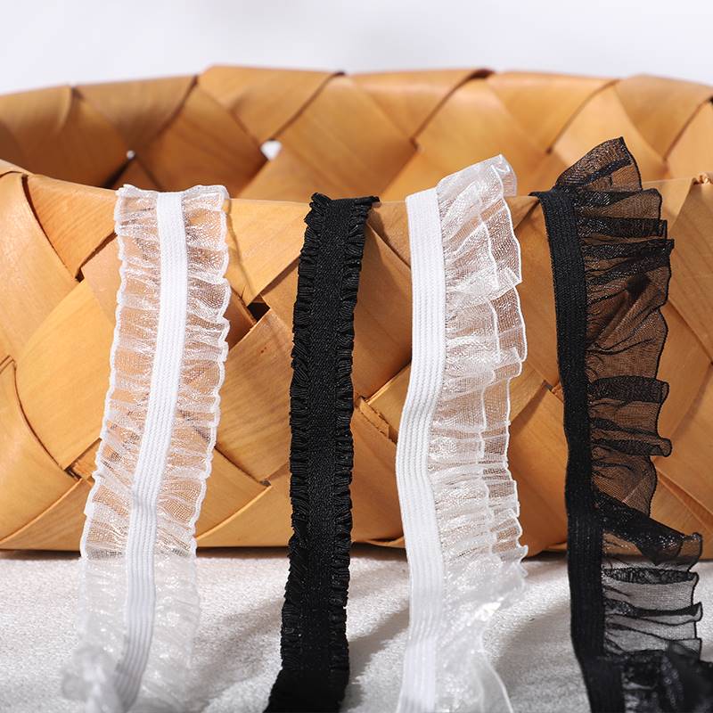 弹力蕾丝花边领口袖口diy辅料窗帘桌布装饰布黑色白色松紧带蕾丝