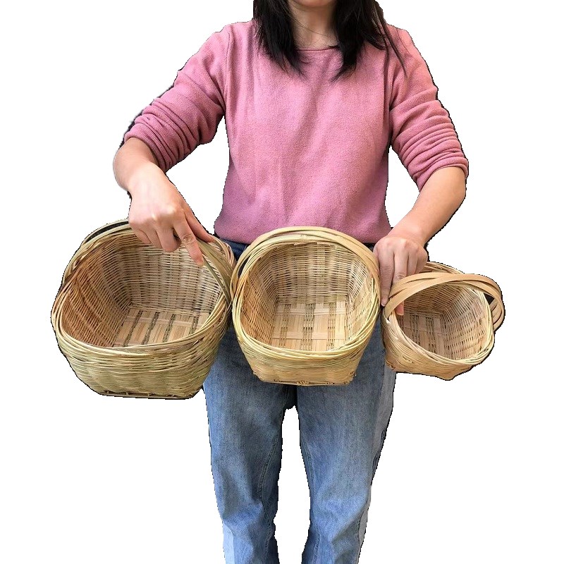 儿童竹篮小提篮花篮水果篮子迷你竹箩筐花器采摘水果摘草莓篮子