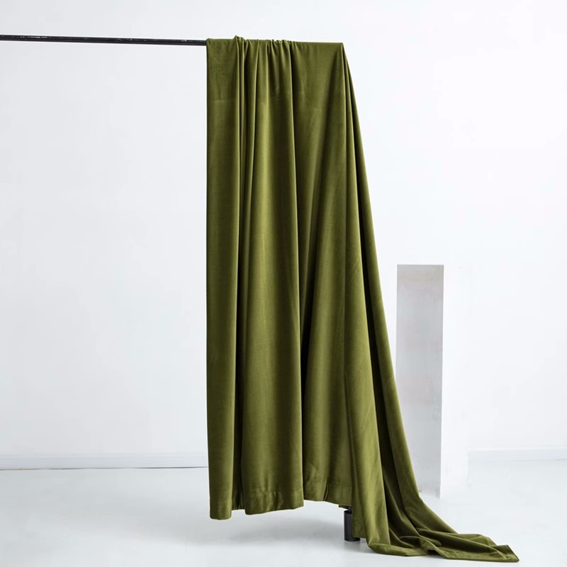 橄榄绿布料加厚丝绒绒布面料做手工桌布沙发垫子抱枕手感好纯色