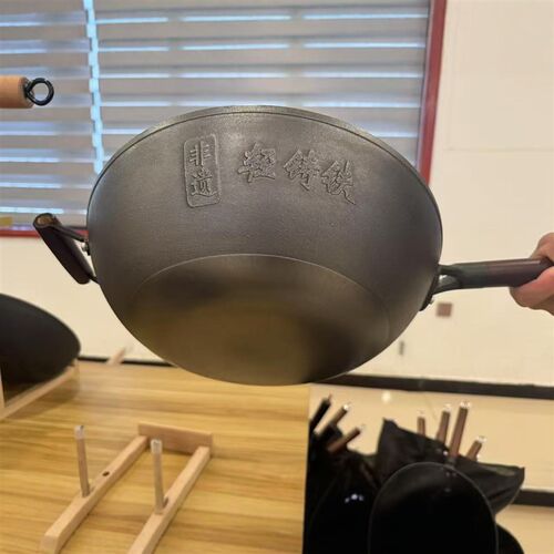 非遗氮化铸铁炒锅健康无涂层无锈不粘锅家用生铁炒锅燃气灶电磁炉