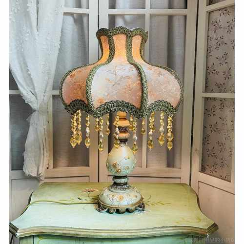 高档欧式廷装美式乡村民宿覆古田园宫蕾头丝布艺饰台灯床灯温馨房